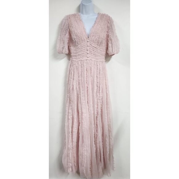 Mac Duggal  V Neck Puff Sleeve Ruffle Tiered A Line Gown Regular price$598 - Picture 5 of 8